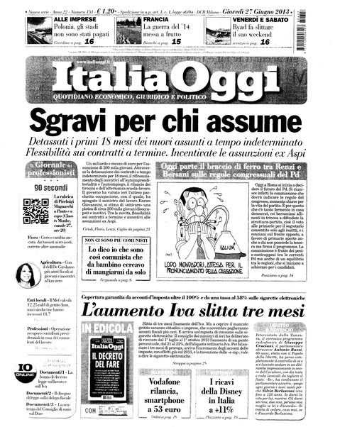 Italia oggi : quotidiano di economia finanza e politica